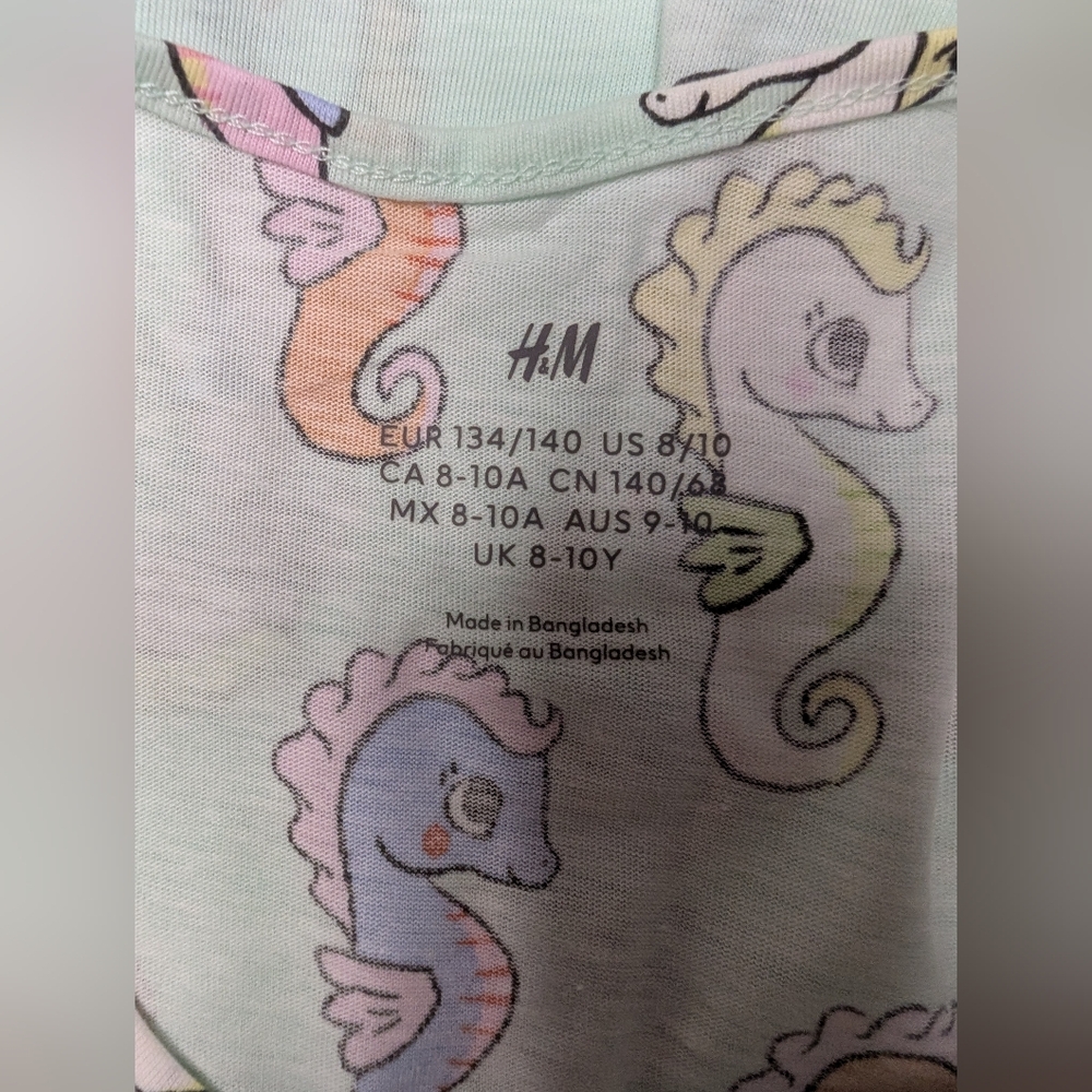 NWT H&M 8/10 Girls Mint Tank Top Dress Seahorses - Picture 4 of 8